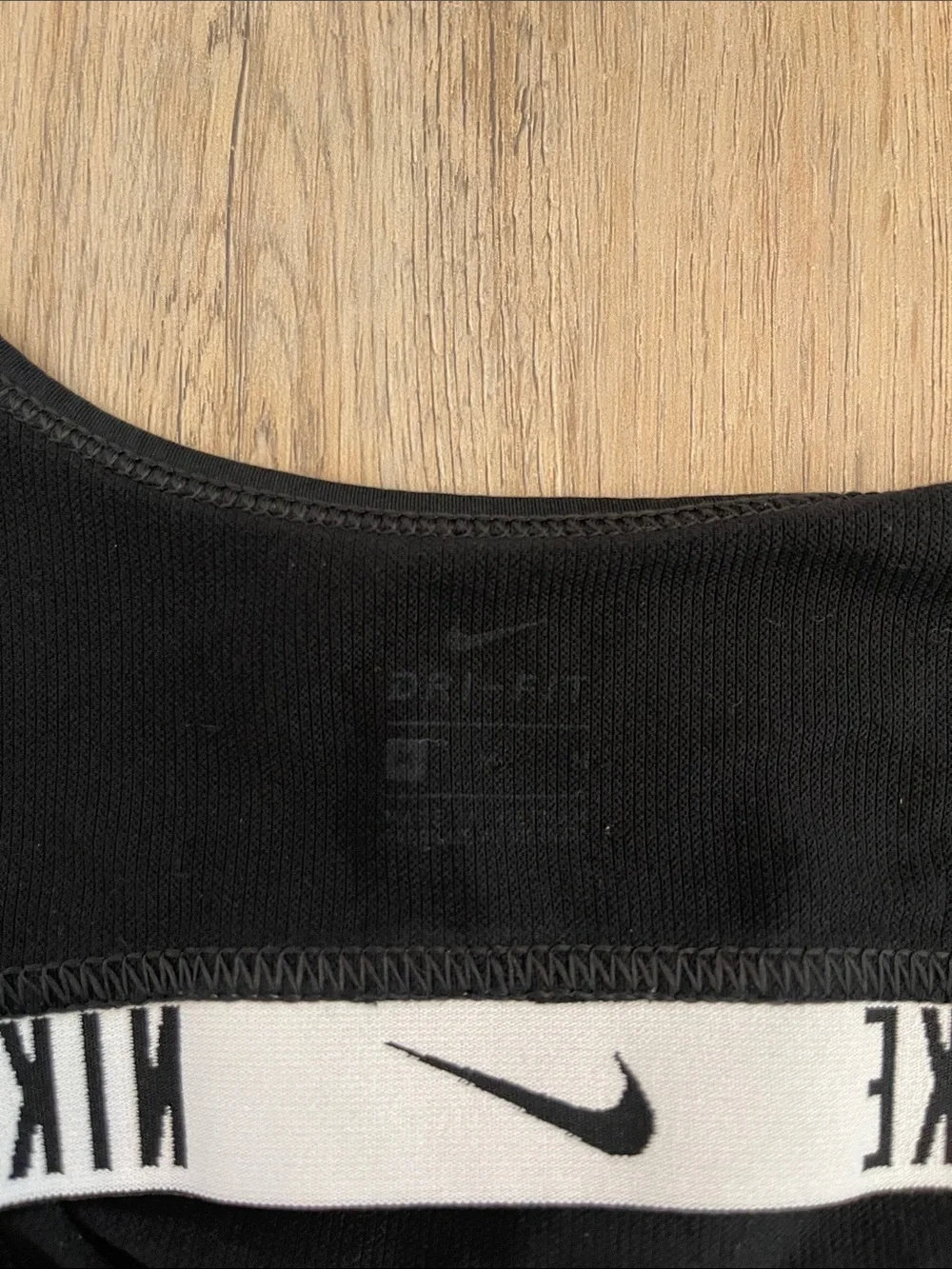 Nike Black Sports Bra with White Logo Band